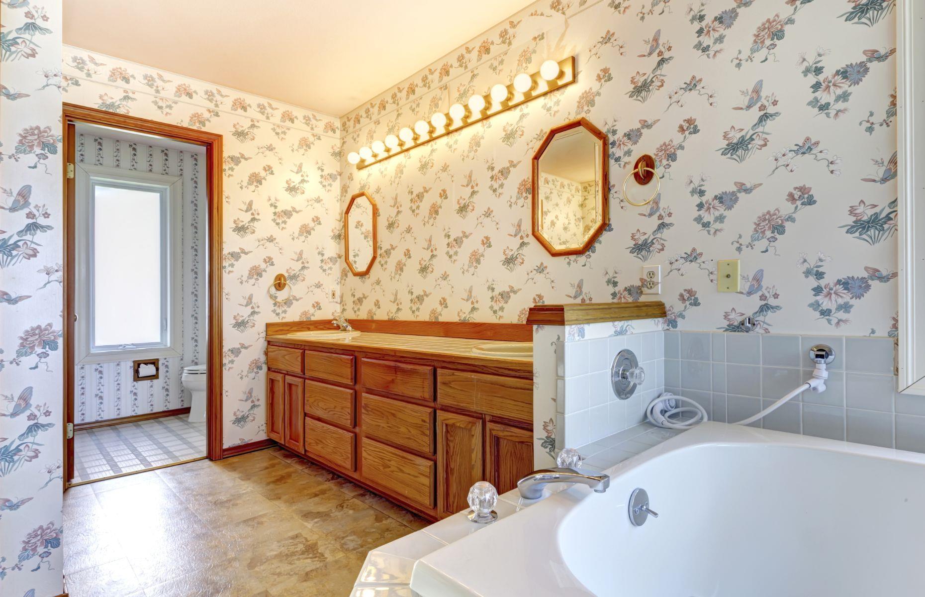 Then: floral wallpaper